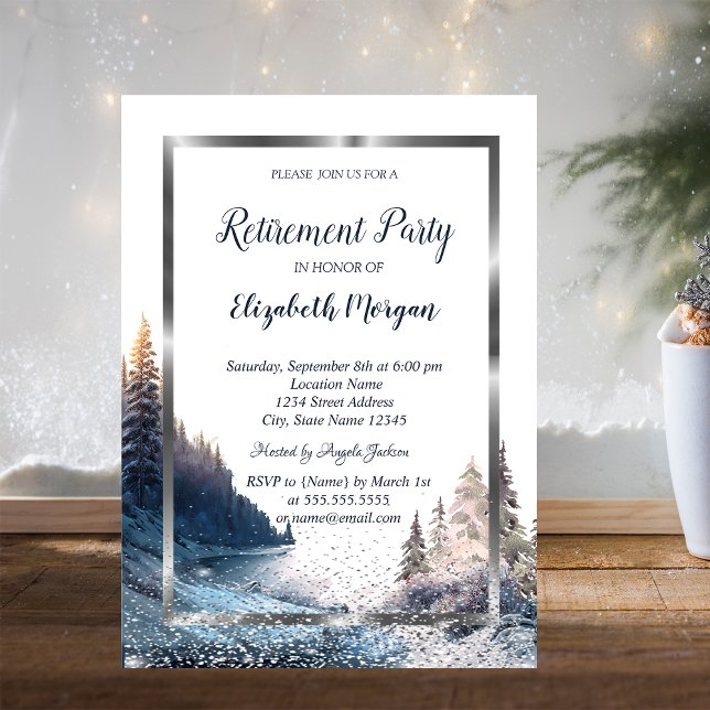 Convites Aposentação da Paisagem Confetti da Prata (Criador carregado)