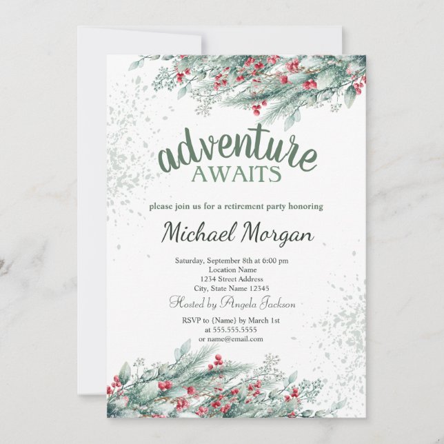 Convites Aposentação de Berries de Ramificação de Árvore Pi (Frente)