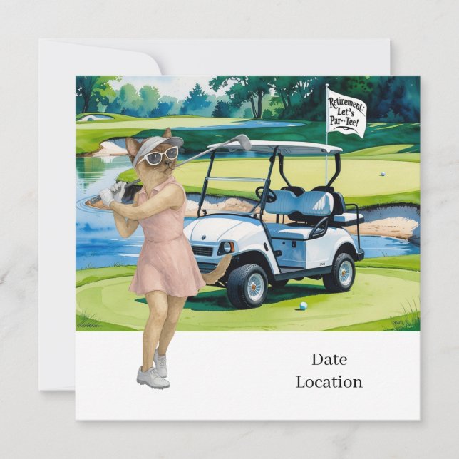 Convites Aposentação de Golfe para Invasores de Gato Siames (Frente)