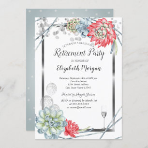 Convites Aposentação de Succultores Vermelhos Desertados co