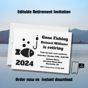 Convites Aposentado Foi Pescar Reforma Moderna Minimalista