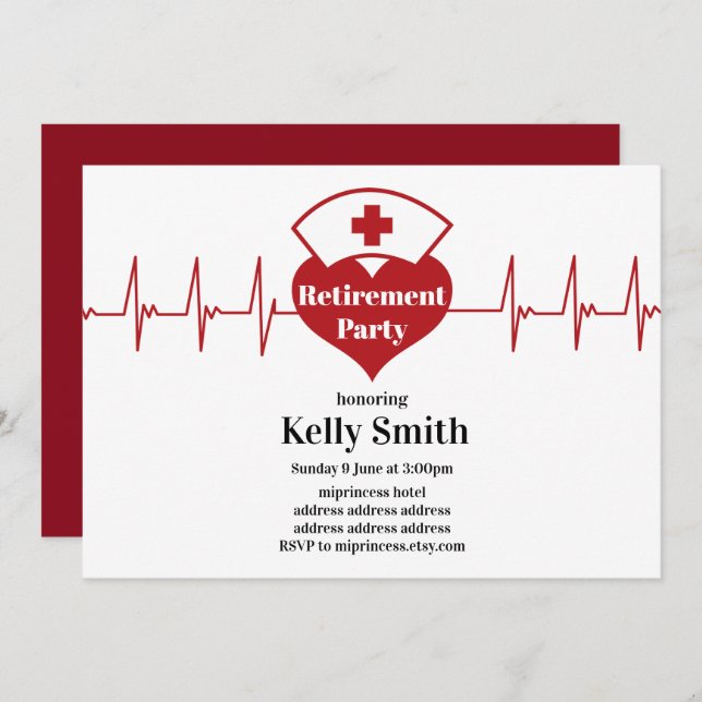 Convites Aposentadoria de Enfermagem (Frente/Verso)