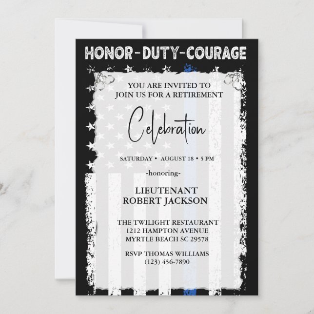 Convites Aposentadoria de Oficial de Polícia Formatura Aniv (Frente)