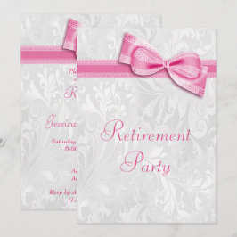 Convites Aposentadoria de Rosa Damask e Laço Falso