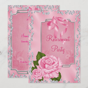 Convites Aposentadoria de Rosas Cor-de-Rosa Românticas & La