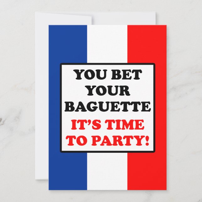 Convites Aposte seu Baguette que é hora de party a bandeira (Frente)
