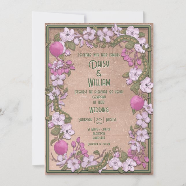 Convites Apple blossom - Wedding Invitation (Frente)