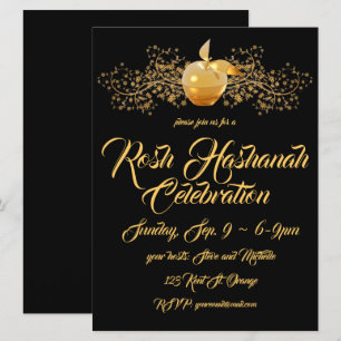 Convites Apple dourado Rosh Hashanah