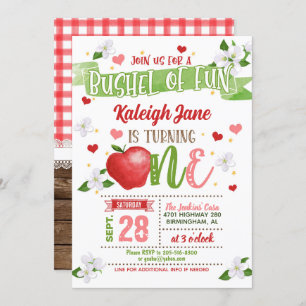 Convites Apple First Birthday Invitation - Bushel da Divers