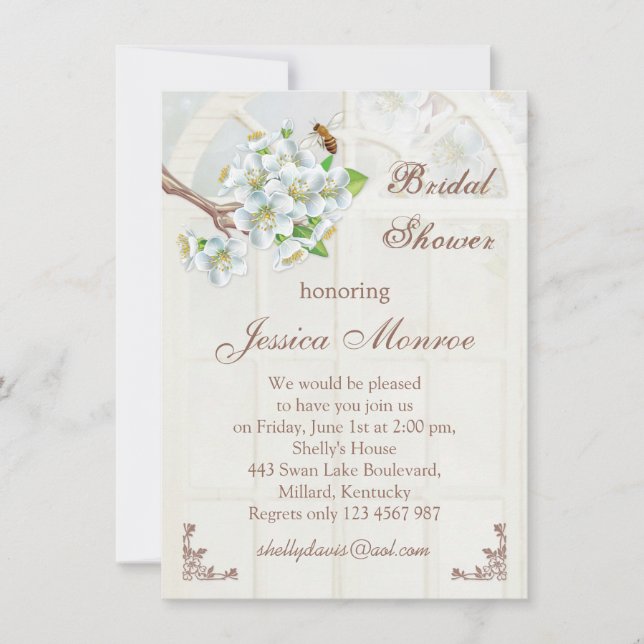 Convites Apple florescem e o chá de panela da abelha (Frente)