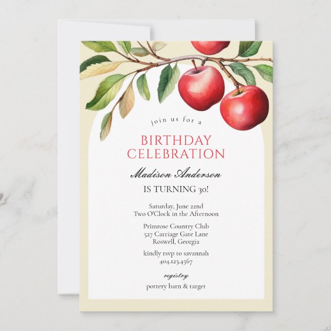 Convites Apple Fruits Birthday Invitation (Frente)