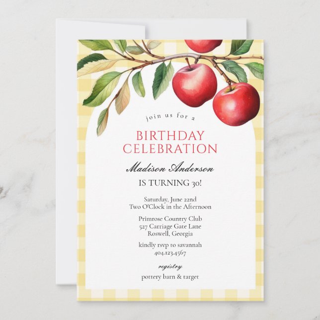 Convites Apple Fruits Birthday Invitation (Frente)
