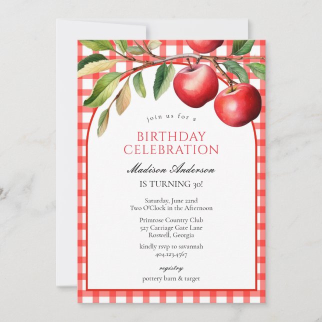 Convites Apple Fruits Birthday Invitation (Frente)