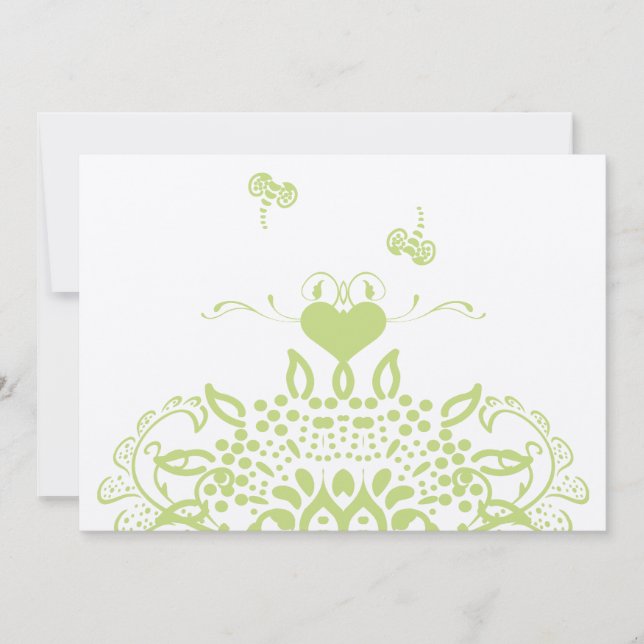 Convites Apple Green Bees and Hearts Wedding Response (Frente)