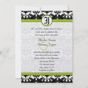 Convites Apple Green Black Love Casamento tema damasco