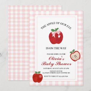 Convites Apple Laço Rosa Coquette Baby Shower