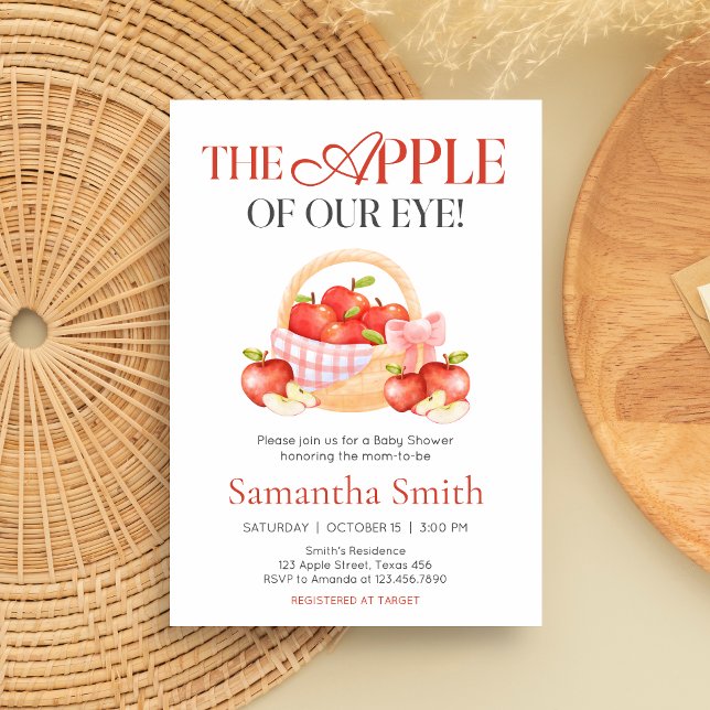 Convites Apple of Our Eye Chá de fraldas (The Apple of Our Eye Gingham Baby Shower Invitation)