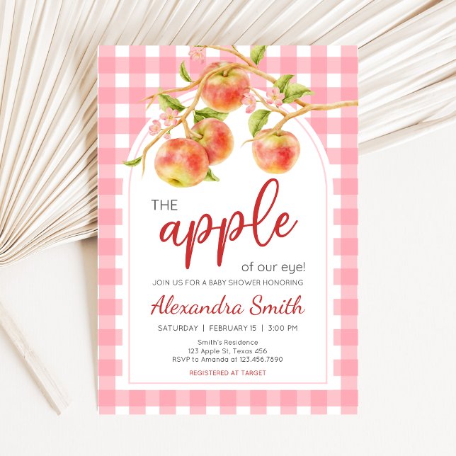 Convites Apple of Our Eye Gingham Baby Shower (Apple Baby Shower Invitation)