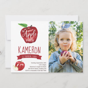 Convites Apple of Our Eye Photo Festa de aniversário Any A