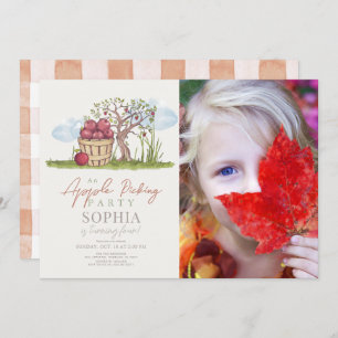 Convites Apple Picking Basket & Apple Tree Birthday Foto de