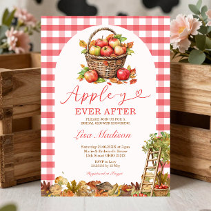 Convites Apple-y Ever After Pomar Vermelho Xadrez Chuveiro