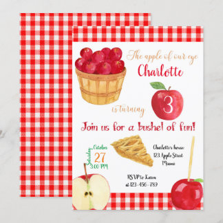 Convites Apples Birthday Invitation, Fall Invitation