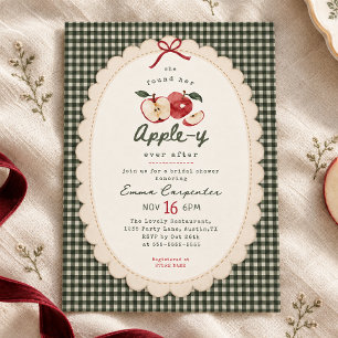 Convites Appley Ever After chá de noiva vintage gingham
