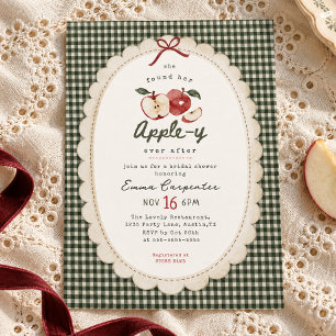 Convites Appley Ever After chá de noiva vintage gingham