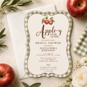 Convites Appley Ever After Festa de Noivado Gingham de Outo