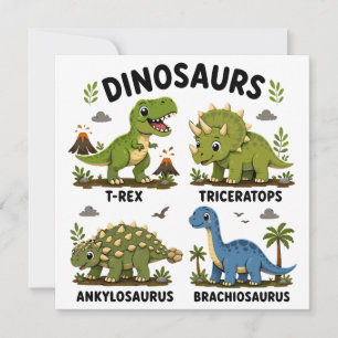 Convites Aprendizado de Espécies de Dinossauros para Crianç