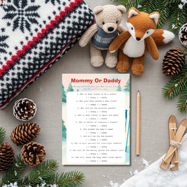 Convites Après Bébé ski baby Guess Who Game card (Après Bébé ski baby Guess Who Game card)