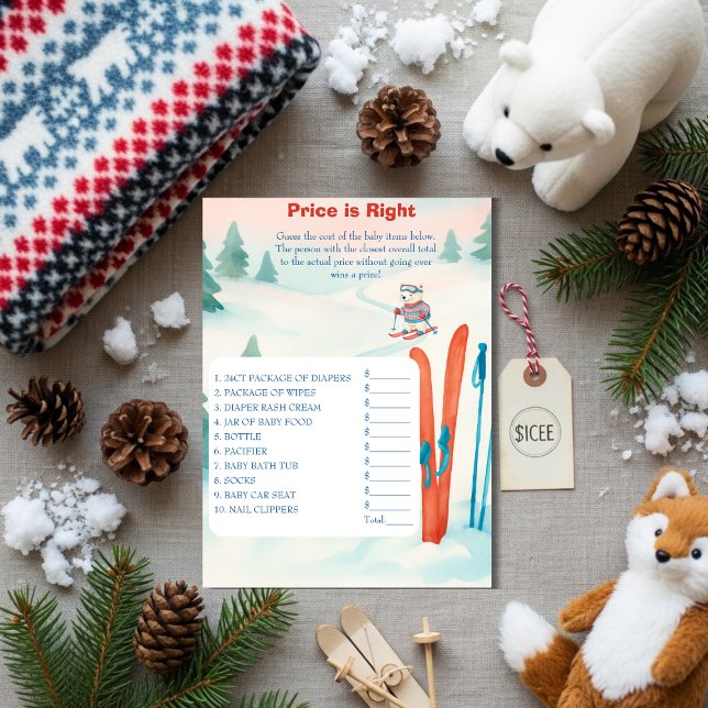 Convites Après Bébé Ski Baby Price is Right Game card (Après Bébé Ski Baby Price is Right Game card)