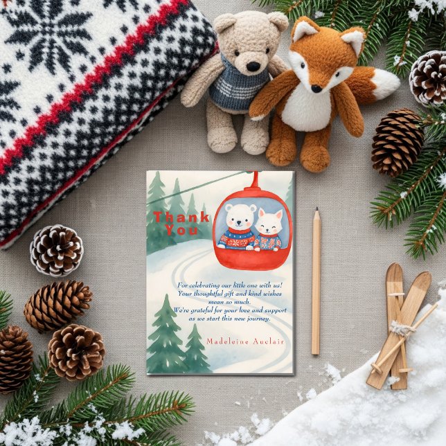 Convites Après Bébé Ski Baby Woodland animals Thank You  (Après Bébé Ski Baby Woodland animals Thank You)