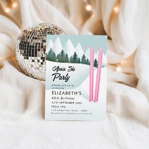 Convites Après Ski Pink Ski Winter Festa de aniversário