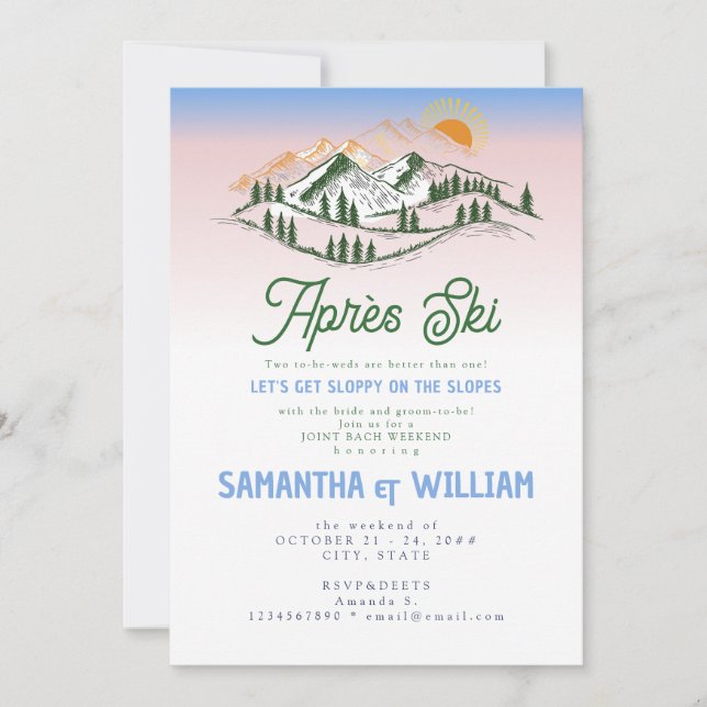 Convites Après Ski Sloppy Slopes Skiing Joint Bach Weekend (Frente)