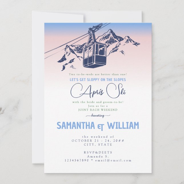 Convites Après Ski Sloppy Slopes Winter Joint Bach Weekend (Frente)