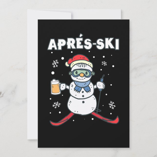 Convites Apres Ski Snowman Skiing Snow Winter Sports Gift (Frente)