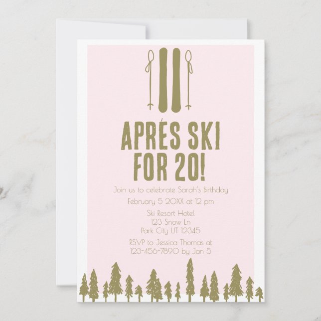 Convites Apres Ski Winter 20 Birthday (Frente)