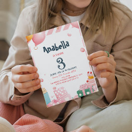 Convites Apresenta e balões Festa de aniversário Rosa