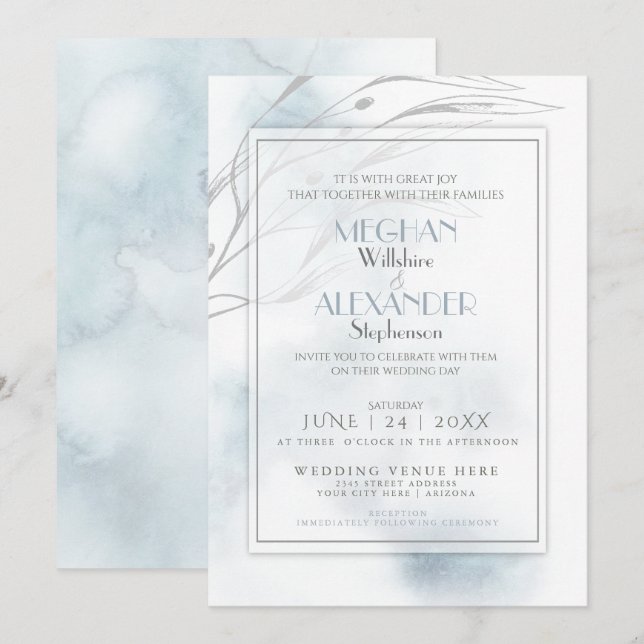 Convites Apresentação da Cor Azul da Chata Moderna (Frente/Verso)