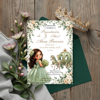 Convites Apresentação de 3 anos da princesa verde jade
