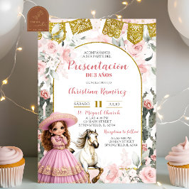 Convites Apresentação de Menina Charra Mexicana Rosa Floral