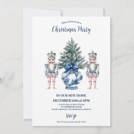 Convites Apresentação de Natal Blue Chinoiserie Nutcracker
