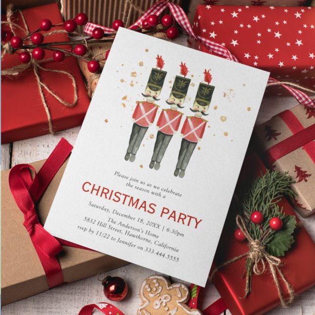 Convites Apresentação de Natal com quebra-nozes Vermelho &  (Criador carregado)