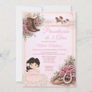 Convites Apresentação Floral Rosa Ocidental Espanhola de 3 