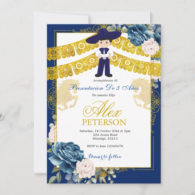 Convites Apresentação niño de tres años invitación (Frente)