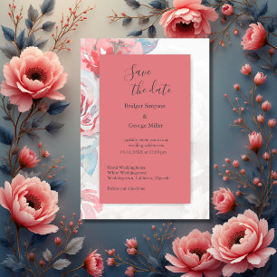 Convites apricot chic Floral rosa seguro da data