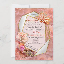 Convites Apricot Crush Color 2024 com Suculentes