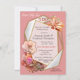 Convites Apricot Crush Color 2024 com Suculentes