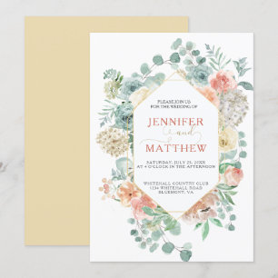 Convites Apricot Geométrico em Sangue - Dourado Fundo Suav